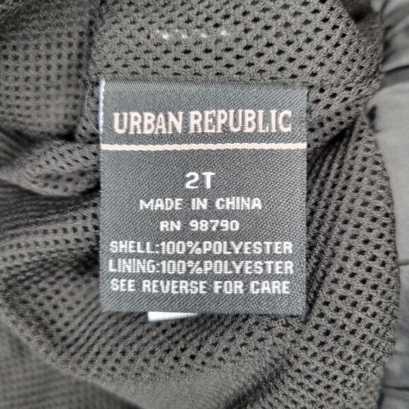 Urban Republic Girl's Zip Front Jacket Windbreaker with Hood Black Silver | 2T - Picture 7 of 8